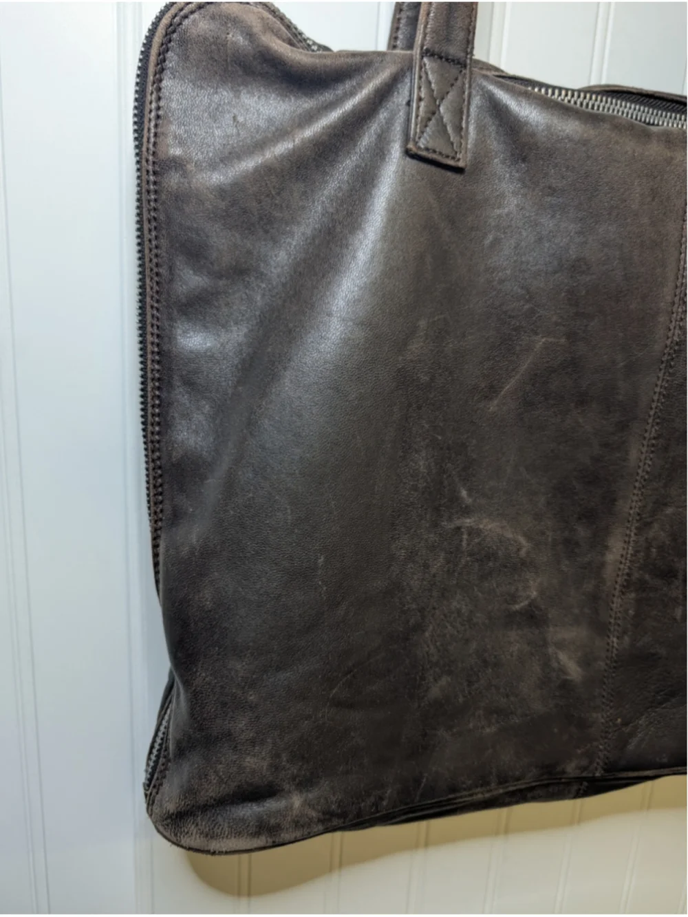 LATICO Leather Laptop Tote Bag Brown Organizer Shoulder Briefcase Floral Lined
